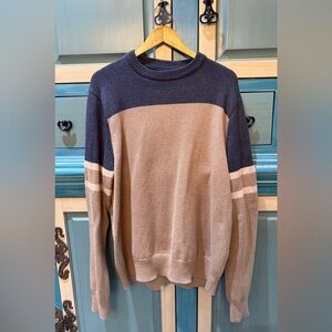 J. Crew Men's Blue and Brown Crewneck Sweater